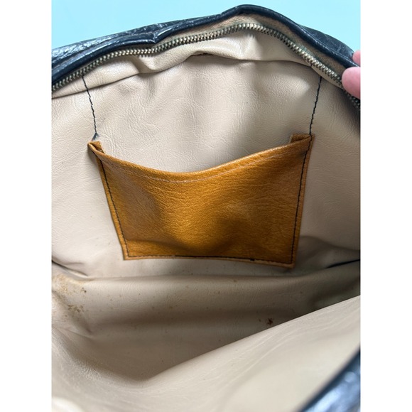 VTG 60's Mod Vinyl Satchel Handbag Multicolor Stripe Design GrannieCore - Picture 8 of 10